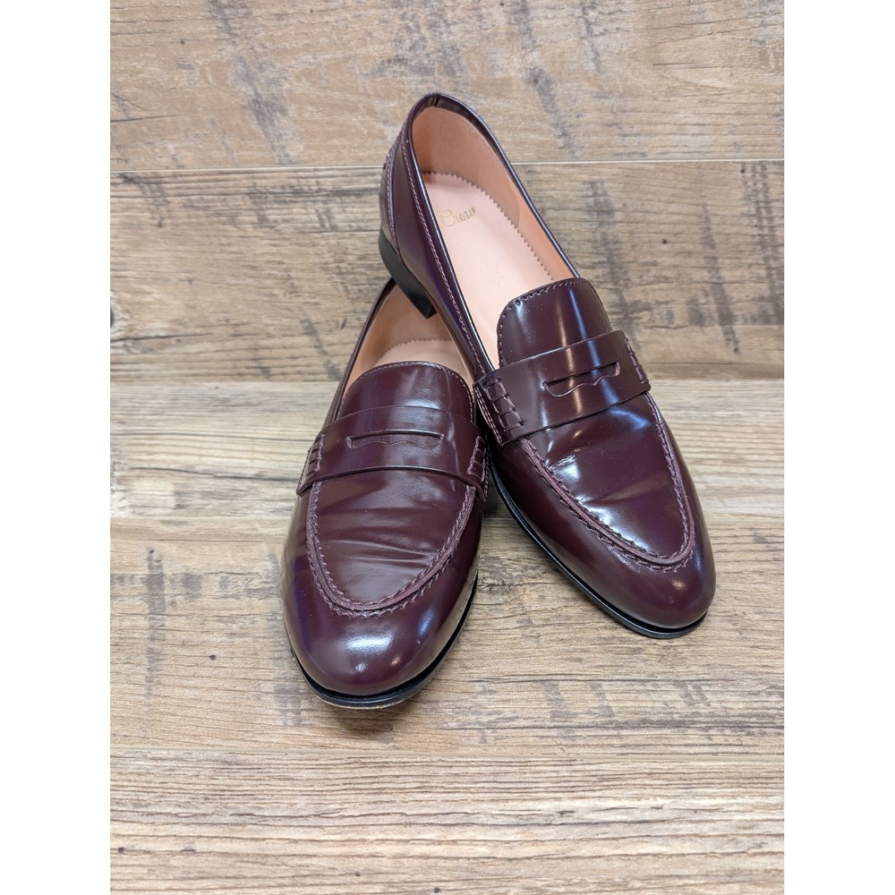 J.Crew Academy Penny Loafers Womens 7 Burgundy Italian Leather Old Money